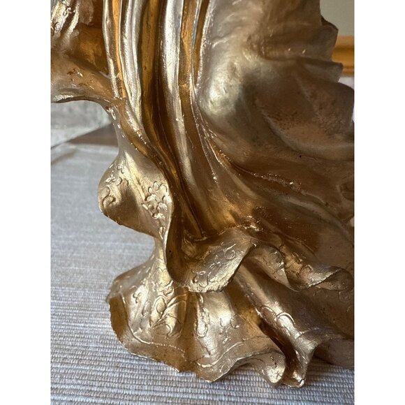 Vintage Gold Angel Figurine Playing Lute – Resin Holiday Decor, Musical Angel - Picture 10 of 16